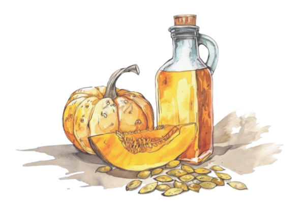 Ilustración de aceites de calabaza.