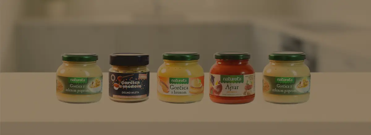Productos de Natureta. Salsas y otros productos de cocina eslovena. Puedes conseguirlos en Halfway.