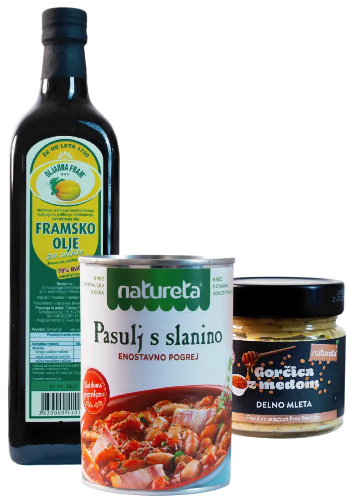 Productos de Natureta y Oljarna Fram. Aceite de calabaza y otros productos de cocina eslovena. Puedes conseguirlos en Halfway.