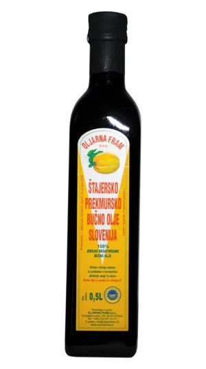 Aceite de semilla de calabaza de Oljarma Fram 0.5 litros. Oljarna Fram Štajersko prekmursko bučno olje slovenija