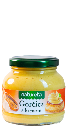 Mostaza con rábano picante Natureta. Gorčica s hrenom