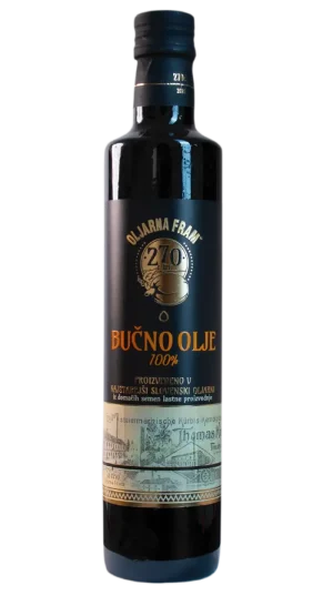 Aceite de calabaza Oljarna Fram. Edición 270 Aniversario. Oljarna Fram Bučno Olje 100% . Proizvedeno v najstarejši slovenski oljarni iz domačih semen lastne proizvodnje