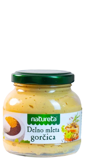 Mostaza parcialmente molida Natureta. Delno mleta gorčica.